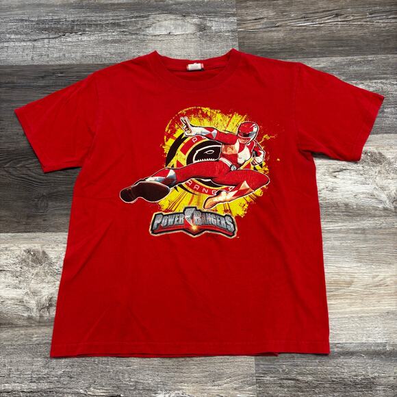 Vintage 90s Power Rangers Mighty Morphin‎ Red Ranger Boys Medium Graphic T-Shirt - Picture 2 of 8